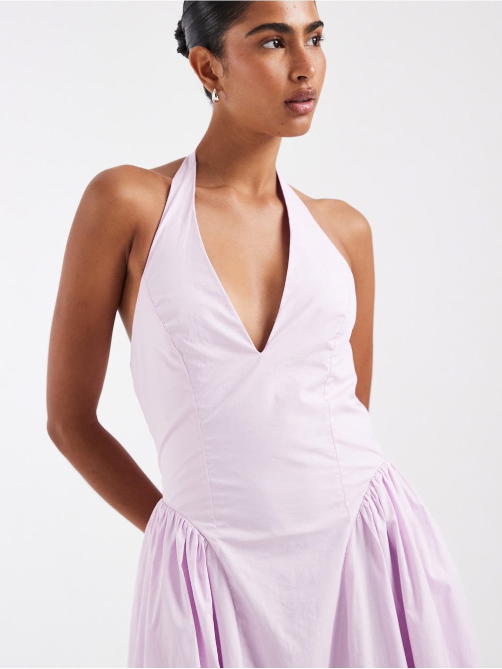 ASOS Kiss The Sky halter neck midaxi dress in lilac